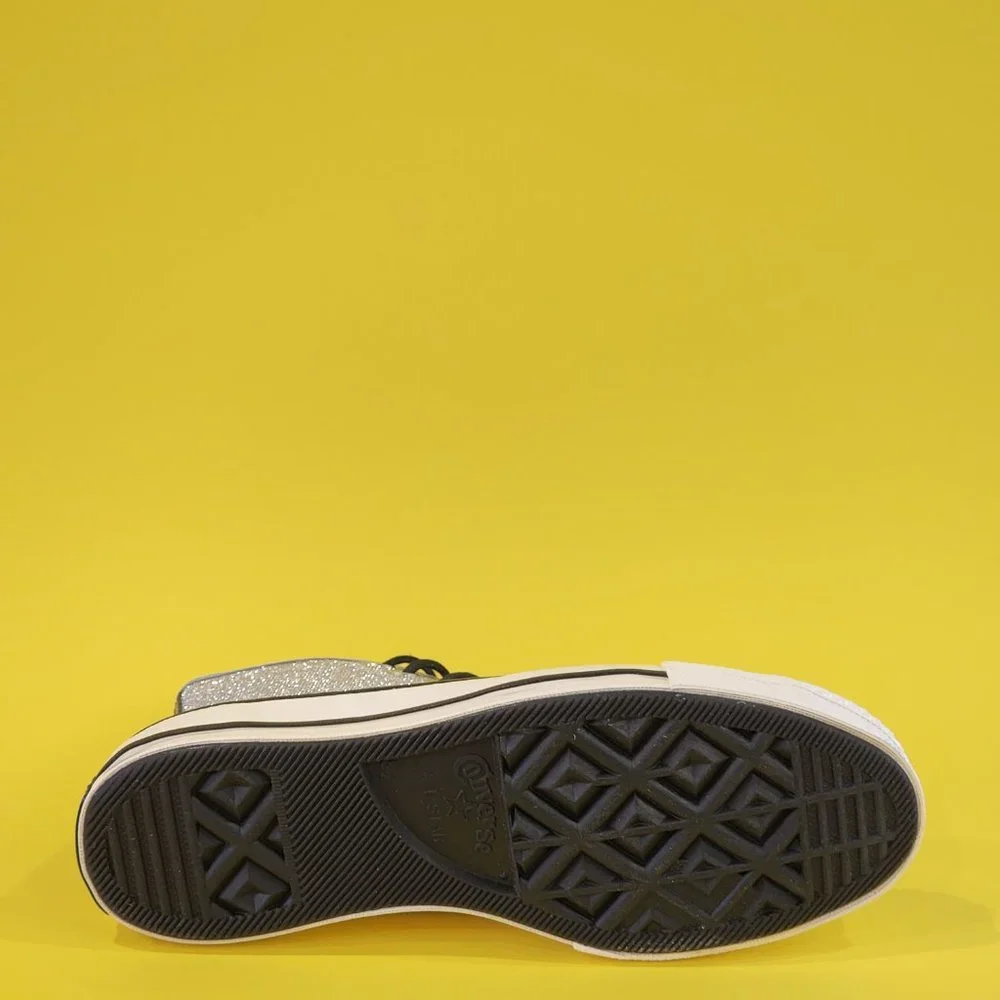 Converse Chuck 70 Hi Authentic Glam Silver Glitter Women's Sneakers 572038C NWT - Picture 4 of 6